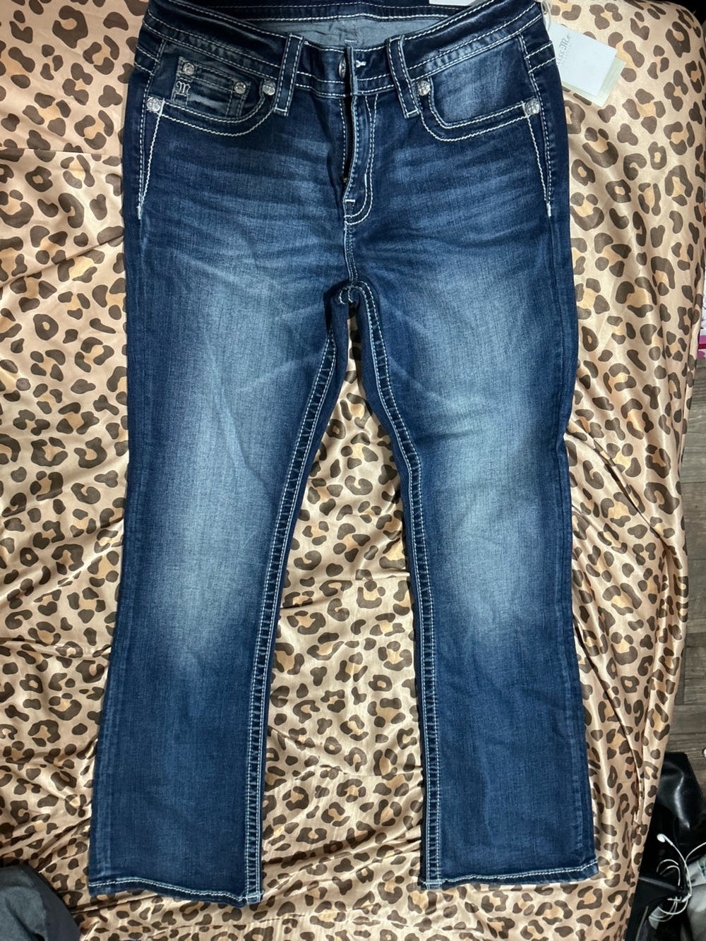 Miss Me Women's Faded Blue bootcut Jeans with USA flag